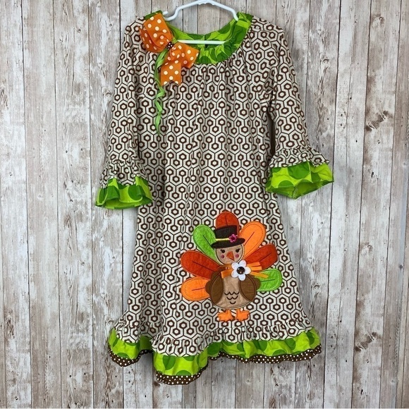 Rare Editions Ruffled Thanksgiving Turkey Dress Size 6X - Picture 1 of 8